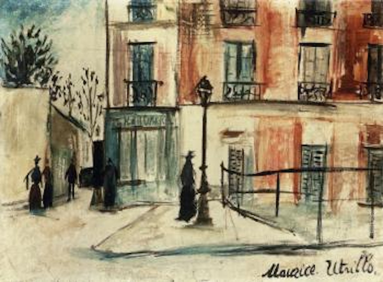 La Belle Gabrielle et la rue Saint-Vincent a Montmartre by Maurice Utrillo