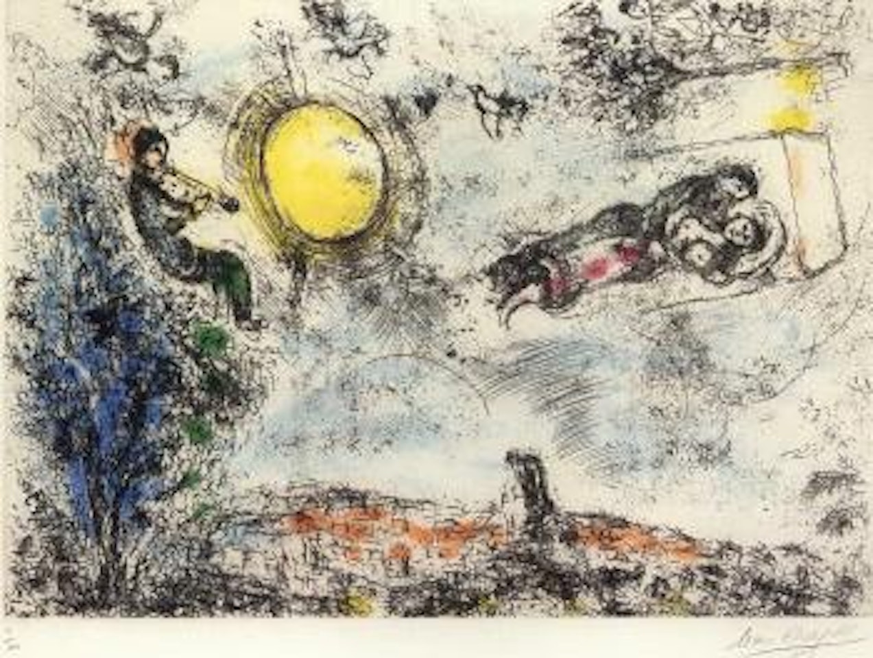 Les amoreux dans le ciel a Saint Paul by Marc Chagall