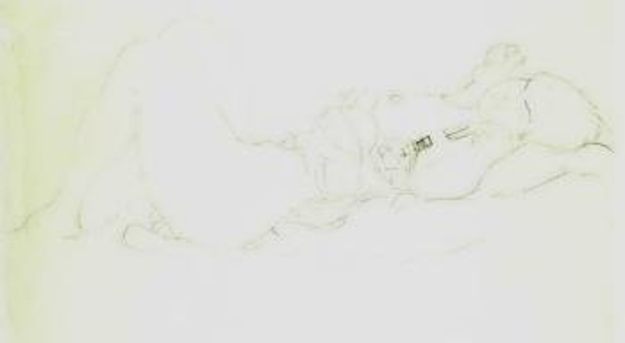 Reclining female nude facing right by Gustav Klimt