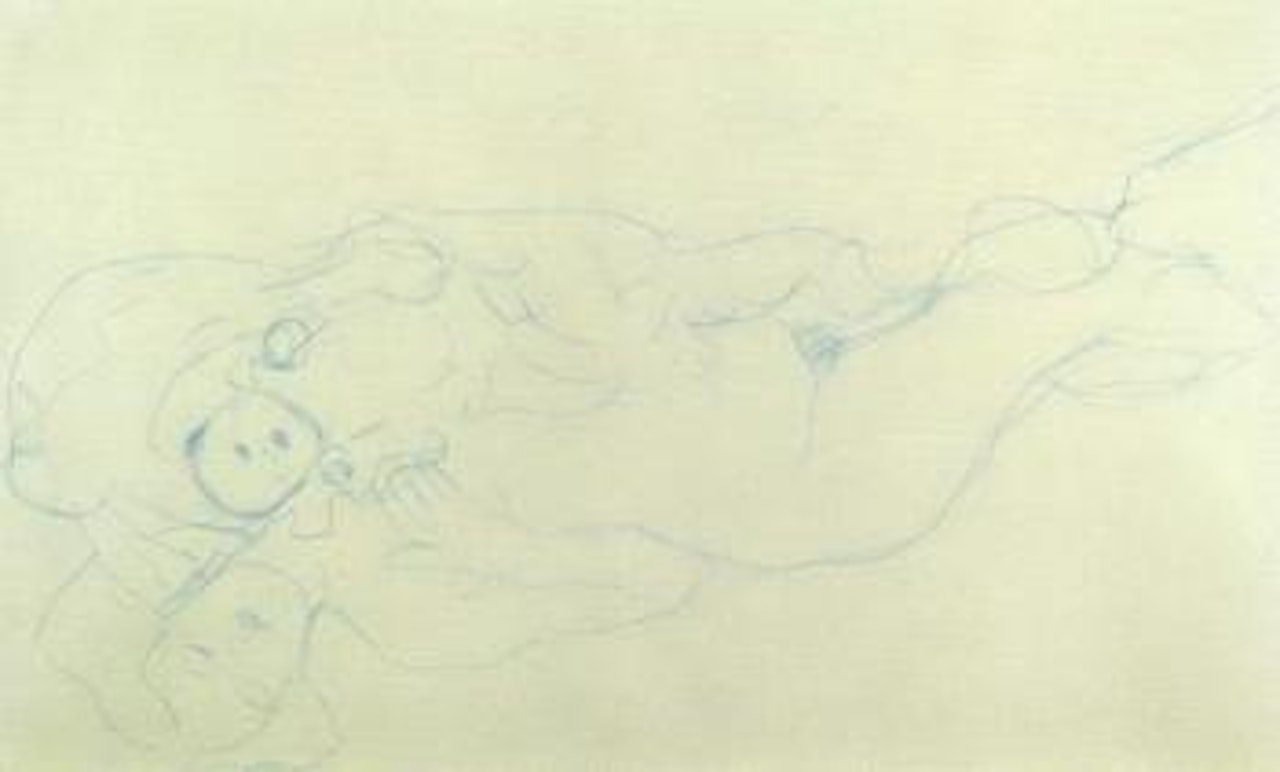 Reclining nude with baby by Gustav Klimt