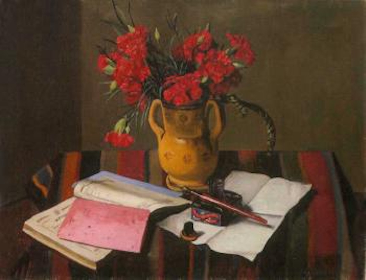 Oeillets et livre de comptes by Félix Vallotton