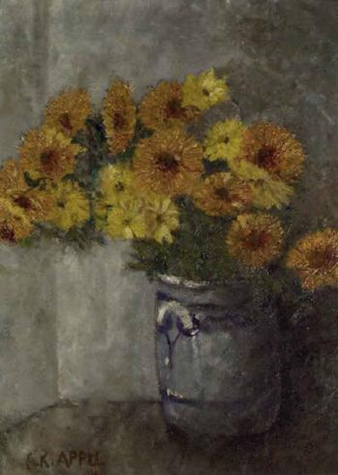 Chrysanthemums in a vase by Karel Appel