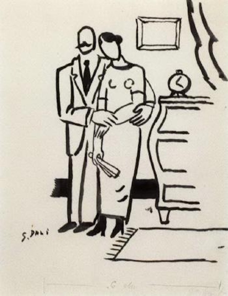 Le couple a la commode by Salvador Dali