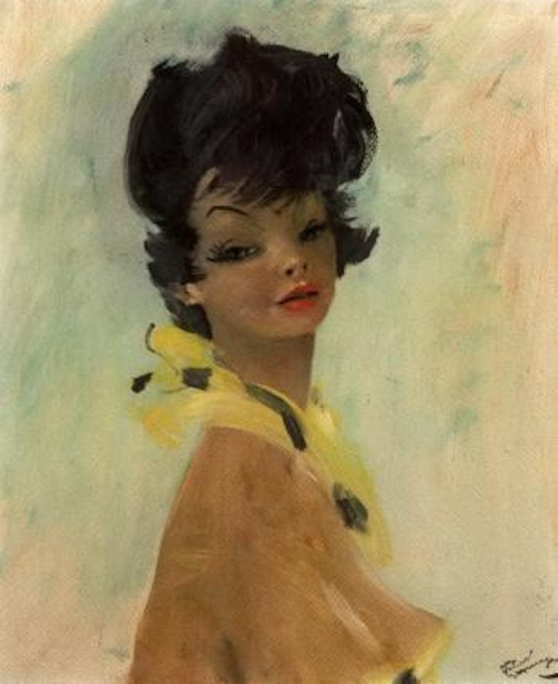 Jeune femme au foulard jaune by Jean Gabriel Domergue