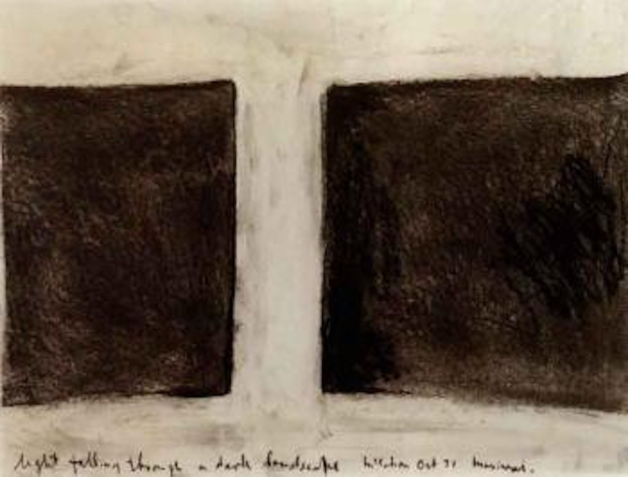 Light falling through a darl landscape by Colin Mccahon