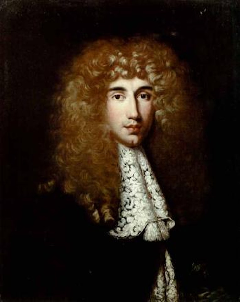 Portrait of a gentleman in a black coat and white lace jobot by Jacob Ferdinand Voet