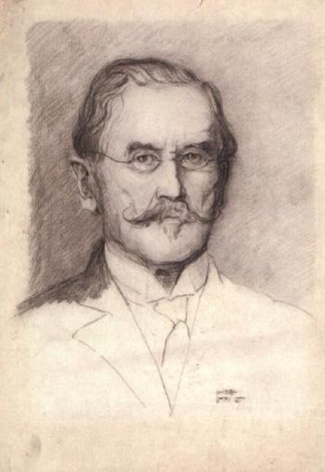 Portrait of man wearing glasses and with moustache by Egon Schiele