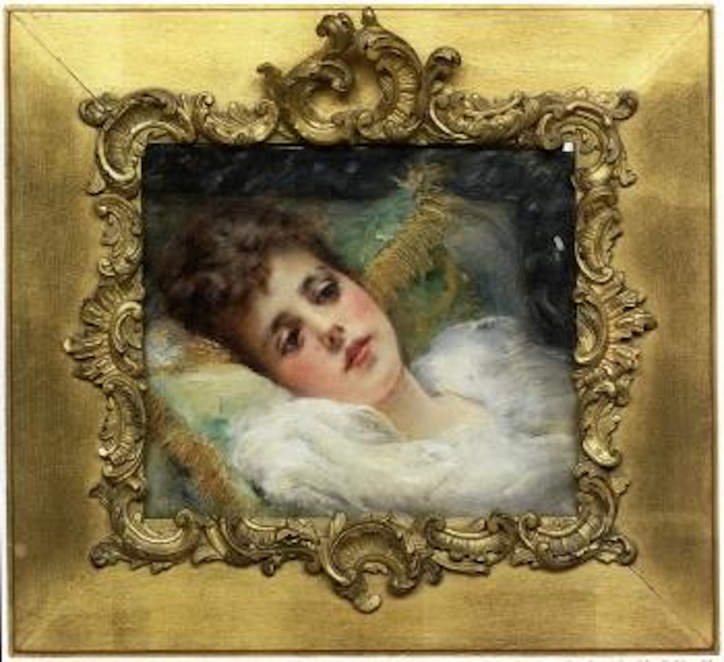Young beauty resting on a cushion by Konstantin Makovsky