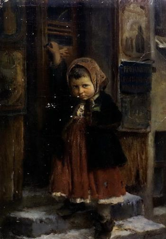 Girl with cat by Konstantin Makovsky