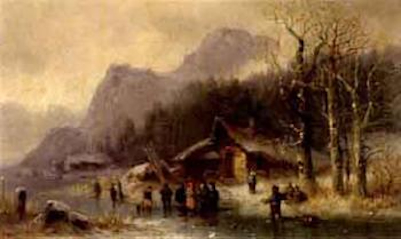 Enjoying the cold weather on the banks of the Laar, Tirol by Anton Doll