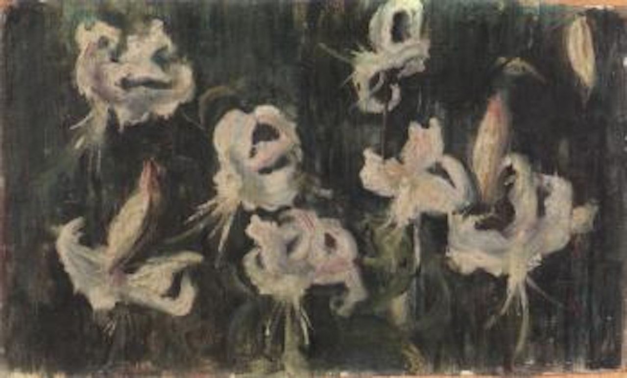 White lilies on a green background by Paula Modersohn-Becker