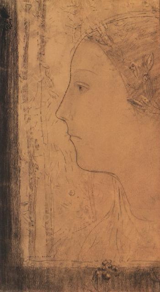 Profil de femme, avec couronne de lauriers by Odilon Redon