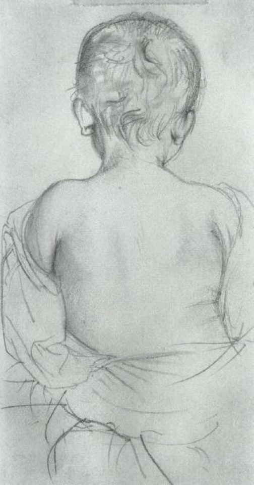 Back view of a seated child by Adolph Menzel