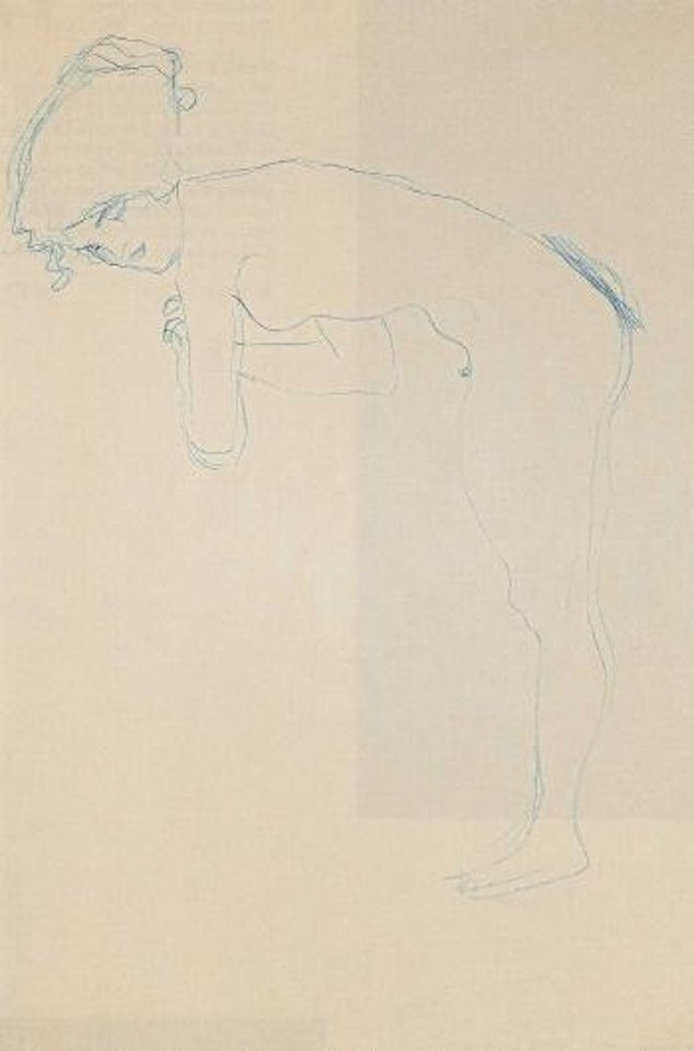 Female nude bent over by Gustav Klimt