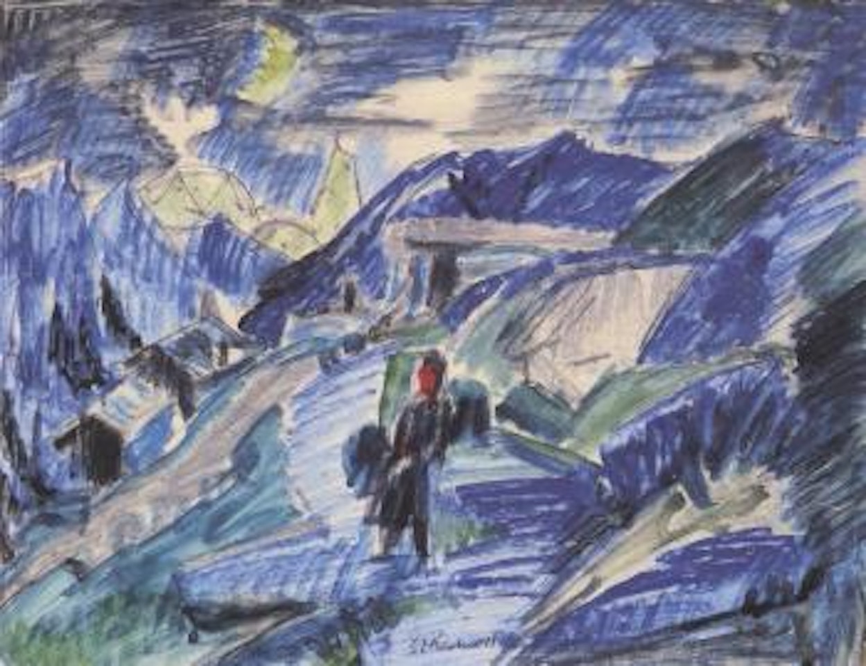 Landscape with a figure near Davos by Ernst Ludwig Kirchner