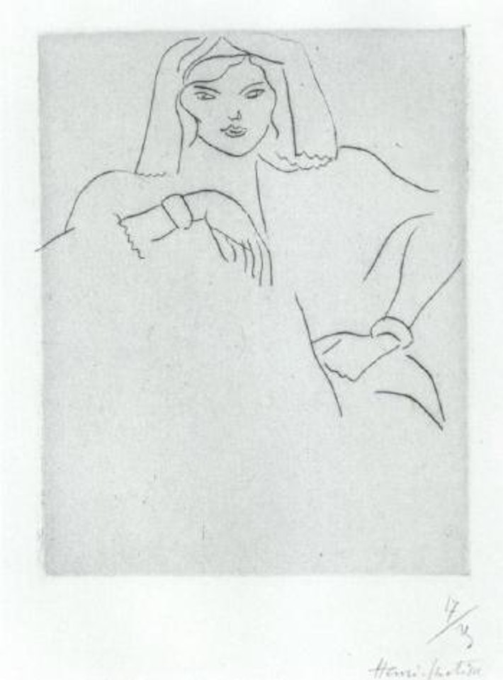 Jeune femme accoudee, voile sur la tete by Henri Matisse