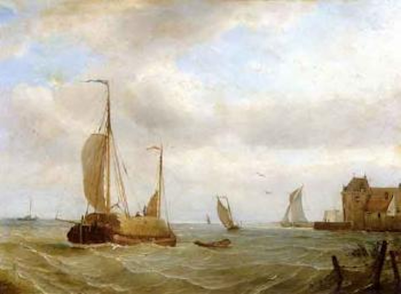 La rentree d'un voilier charge de marchandises by Peter Paulus Schiedges