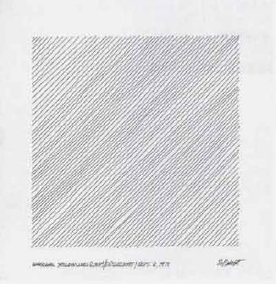 Diagonal yellow lines by Sol LeWitt