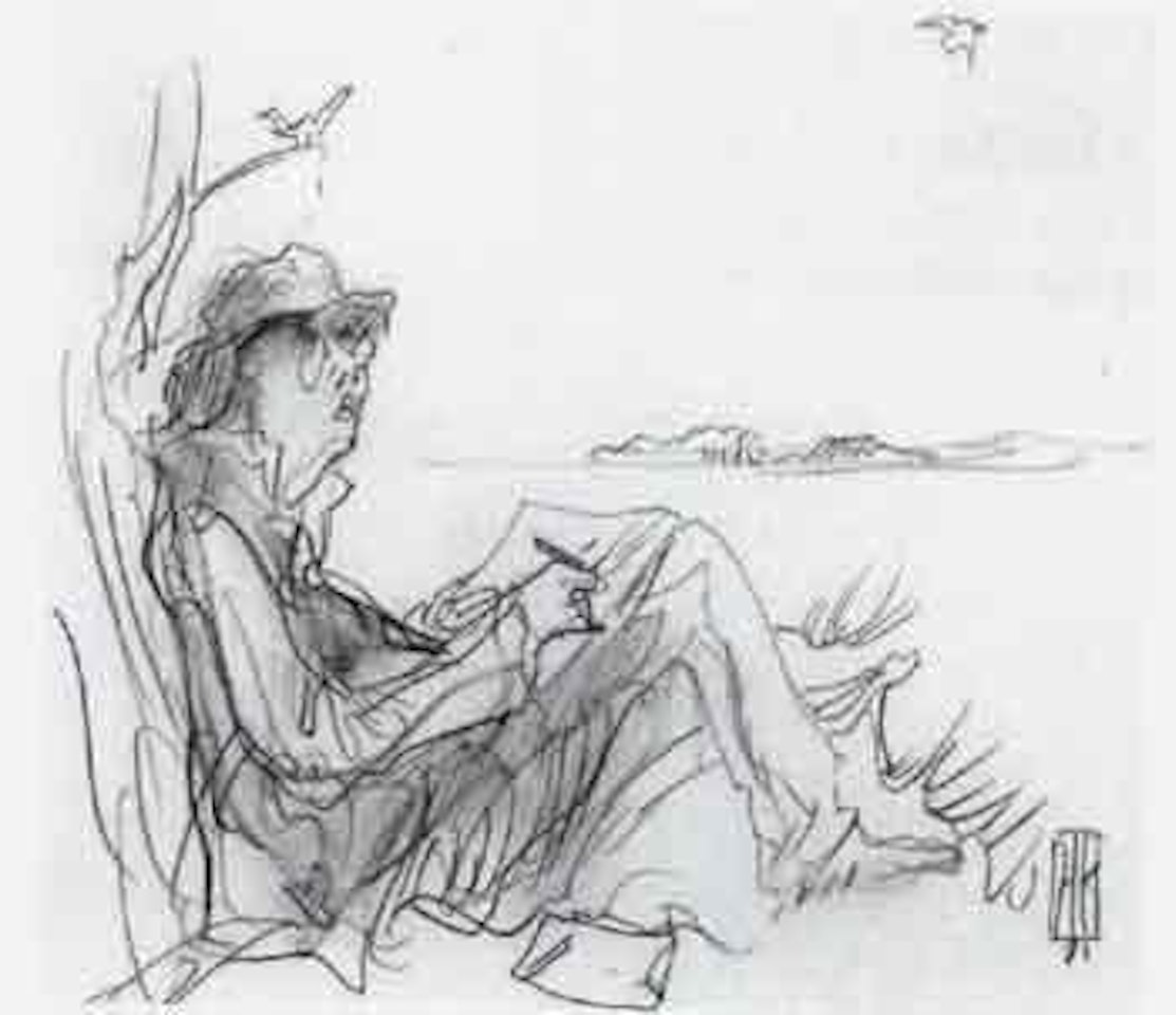 Untitled - self portrait, seated by Horst Janssen