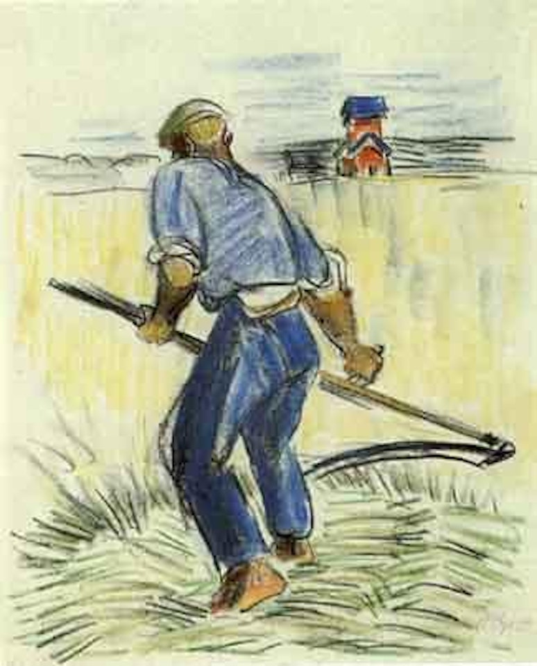 Man using scythe by Max Pechstein