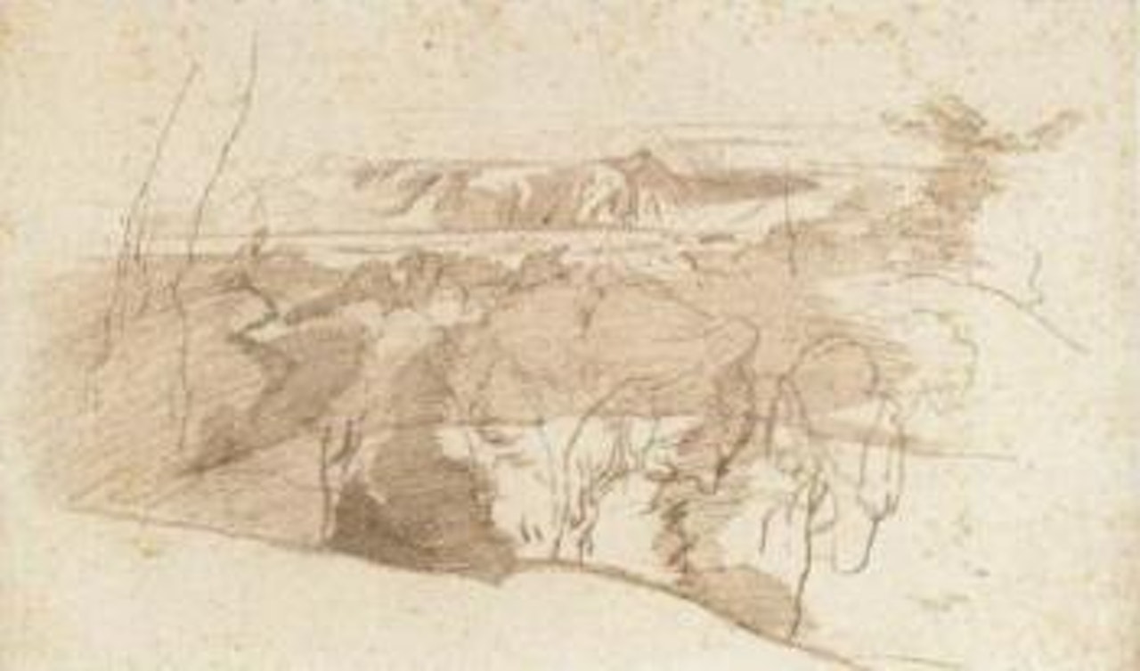 Landscape scene, probably Ascensio, Corfu by Edward Lear