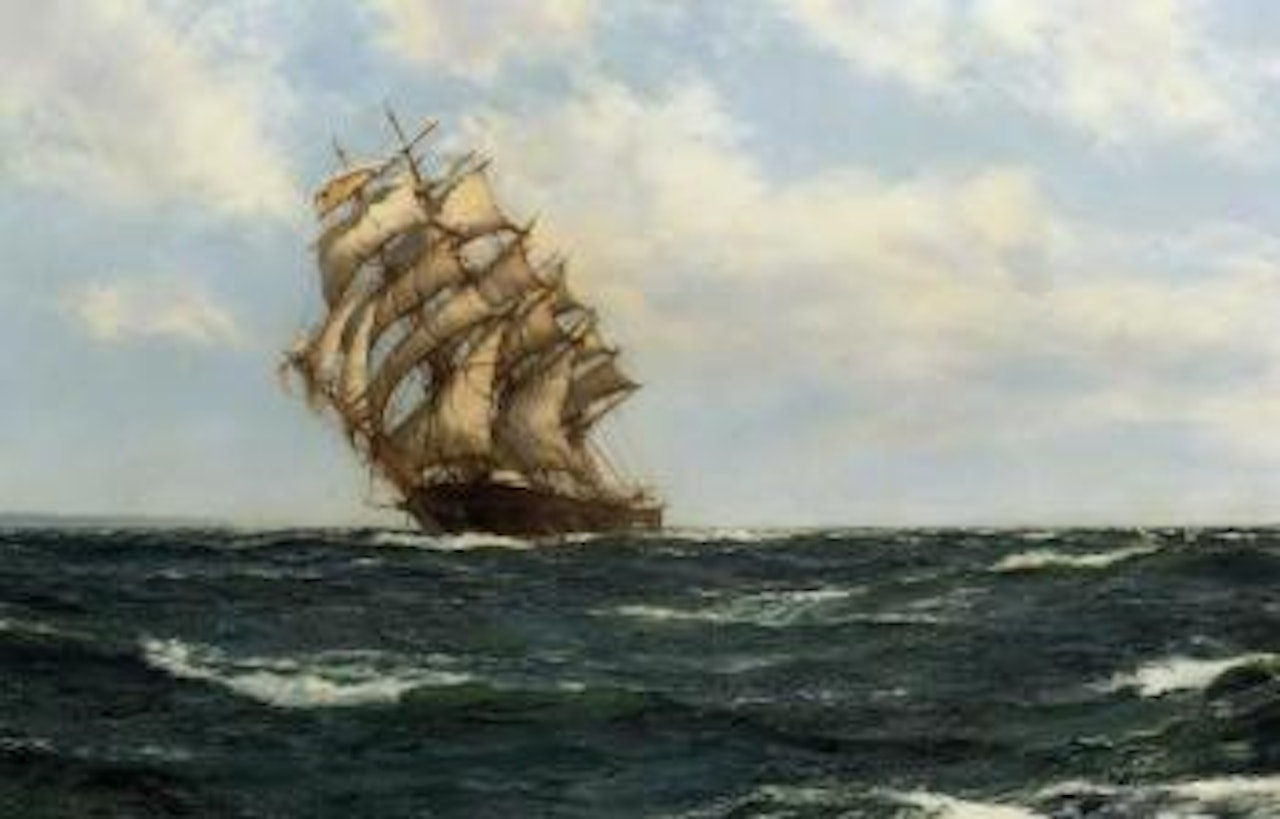 Downwind and running free by Montague Dawson