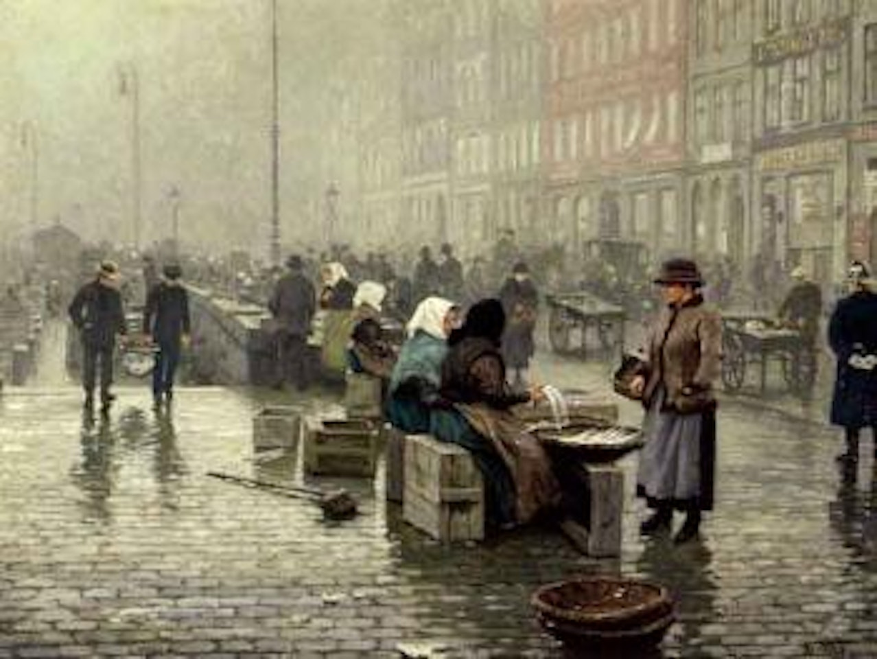 Young girl buying fish at Gammel Strand by Paul Fischer