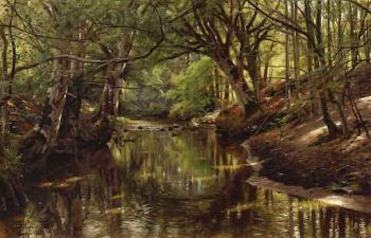 Rings in the water, river on a sunny summer's day by Peder Mork Monsted