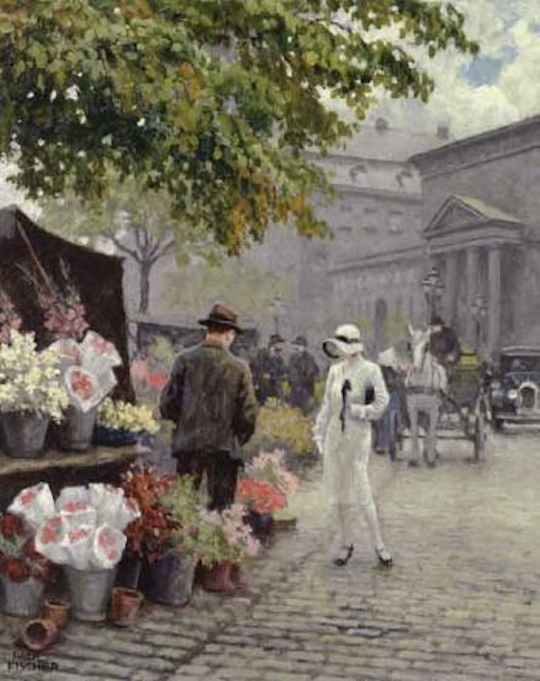 Buying flowers at Hojbro Plads by Paul Fischer