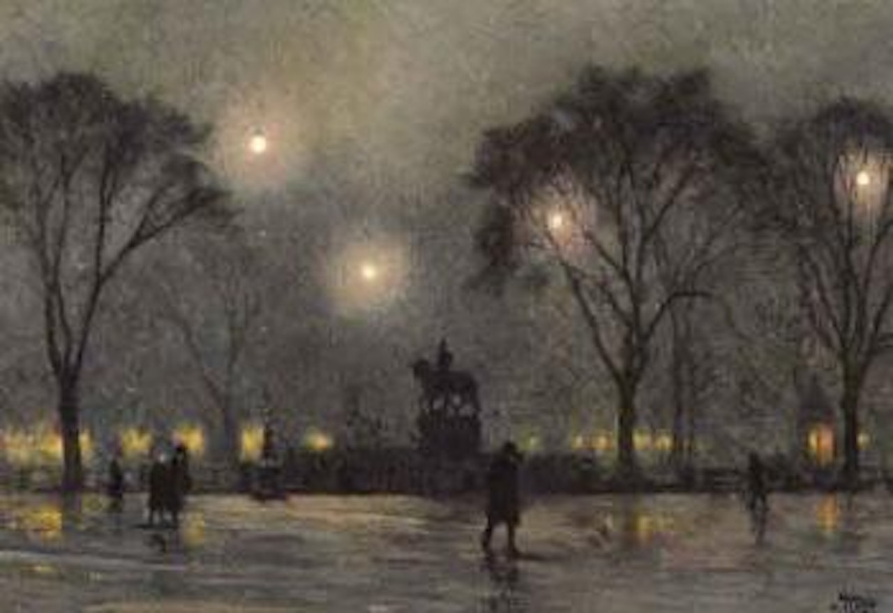 Foggy evening at Kongen's Nytorv by Paul Fischer