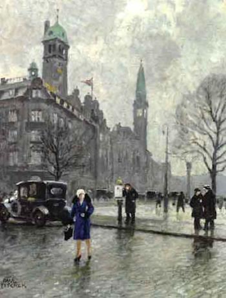 Figures at Town Hall Square by Paul Fischer