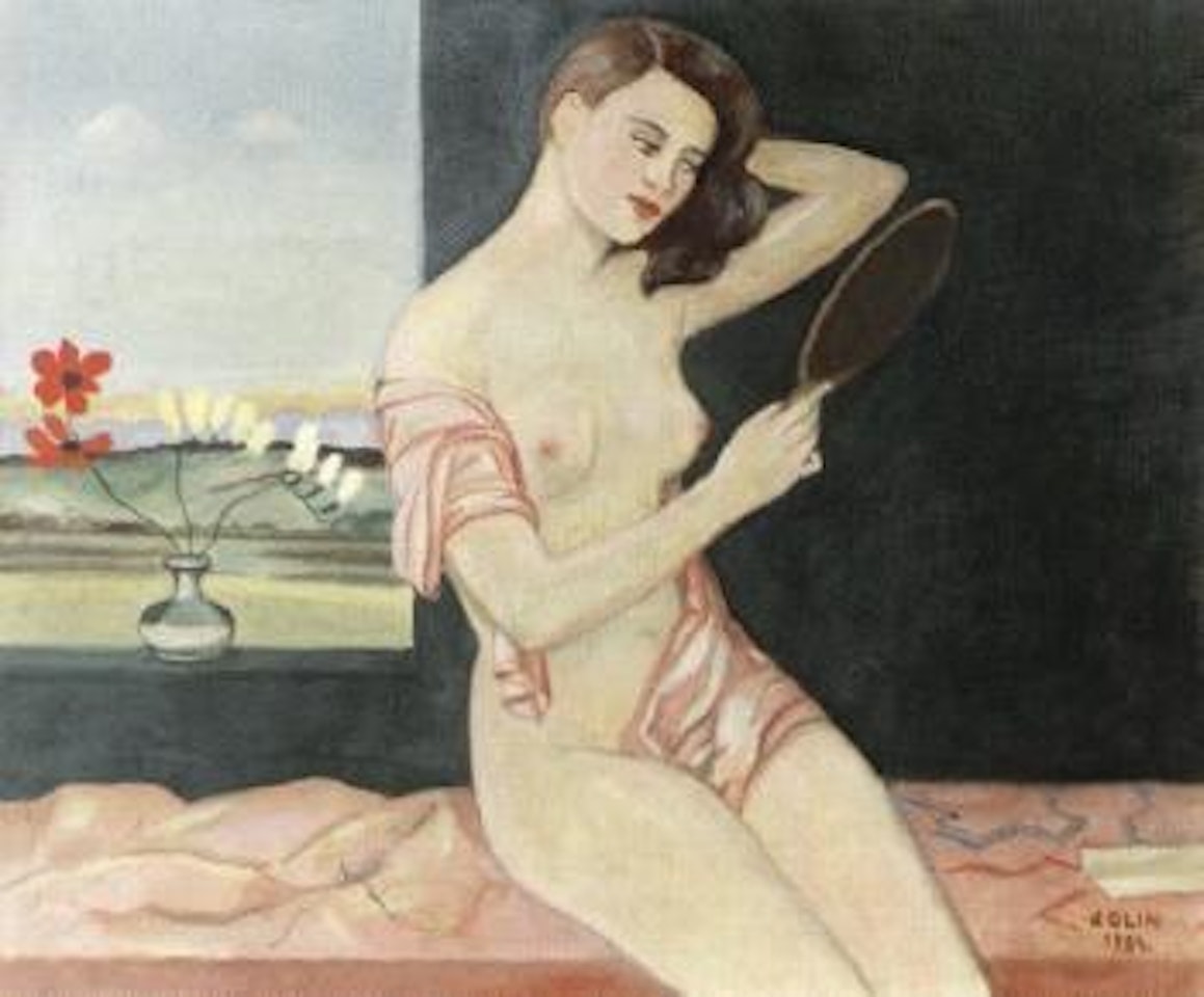 Seated model with mirror by Einar Jolin