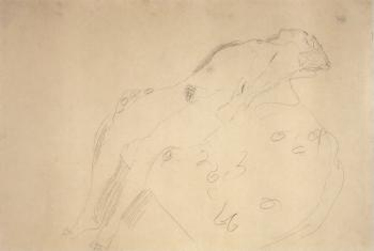 Reclining female nude by Gustav Klimt