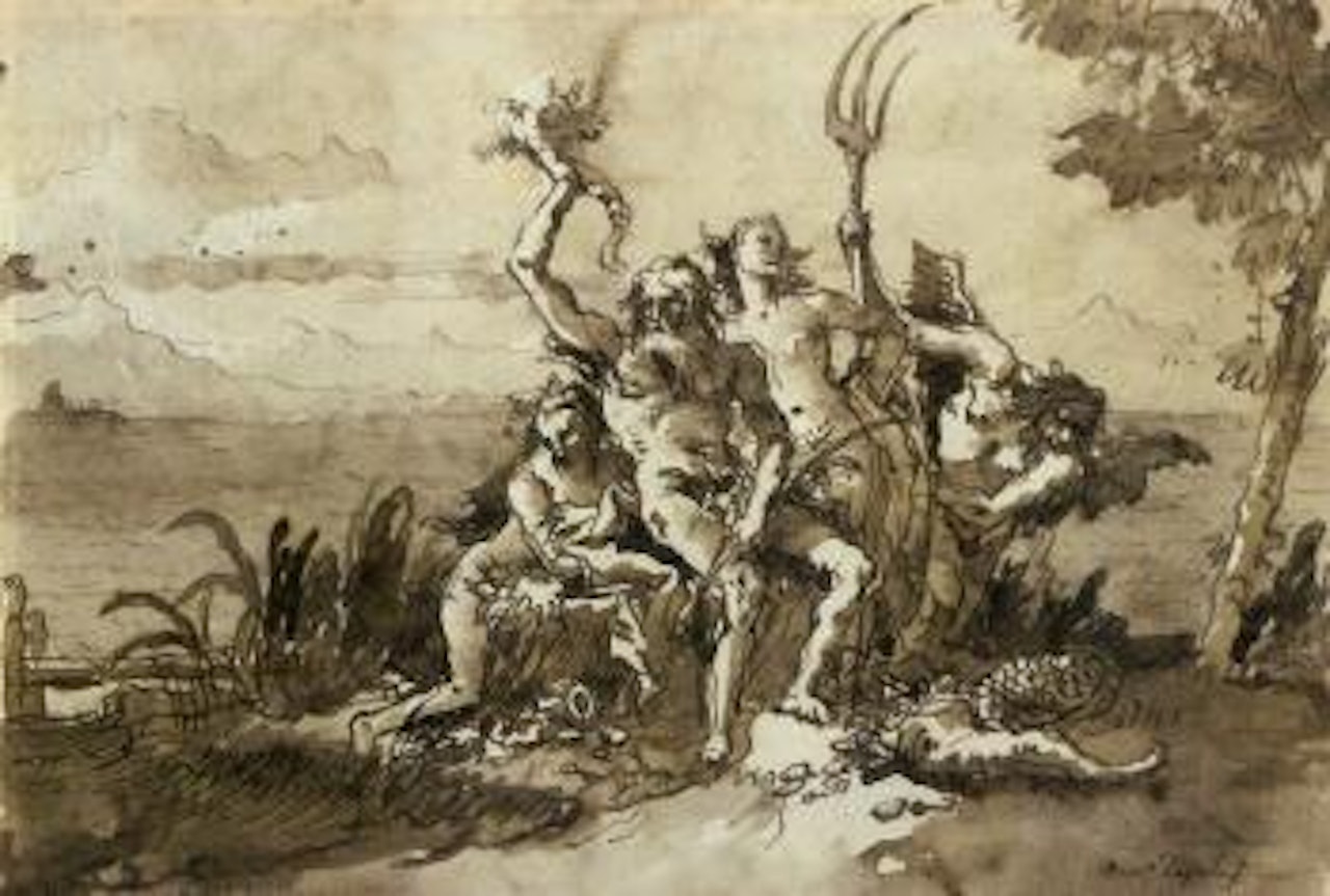 Neptune, Amphitrite and time with a Nereid by Giovanni Domenico Tiepolo