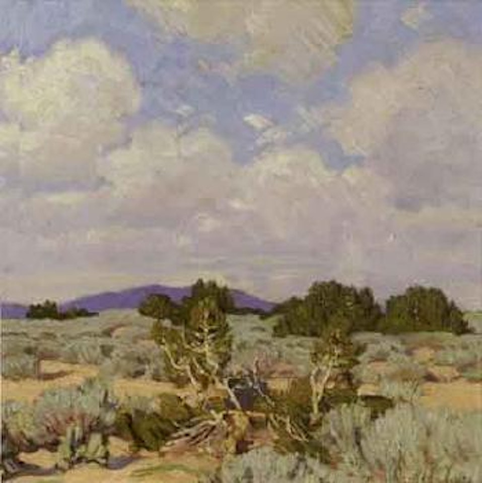 Sagebrush and billowing clouds by Ernest Martin Hennings