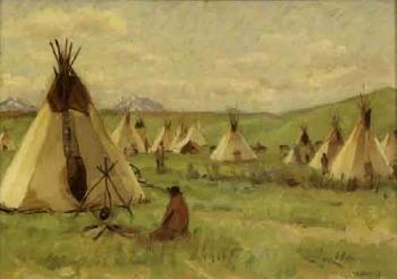 Blackfeet teepees, Glacier Park by Joseph Henry Sharp