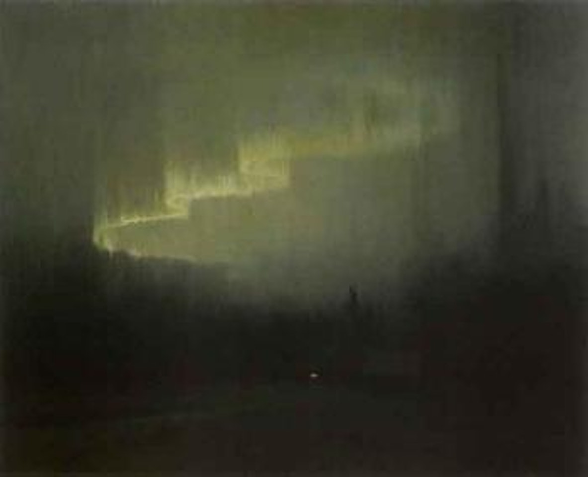 Northern lights with cabin by Sydney Mortimer Laurence