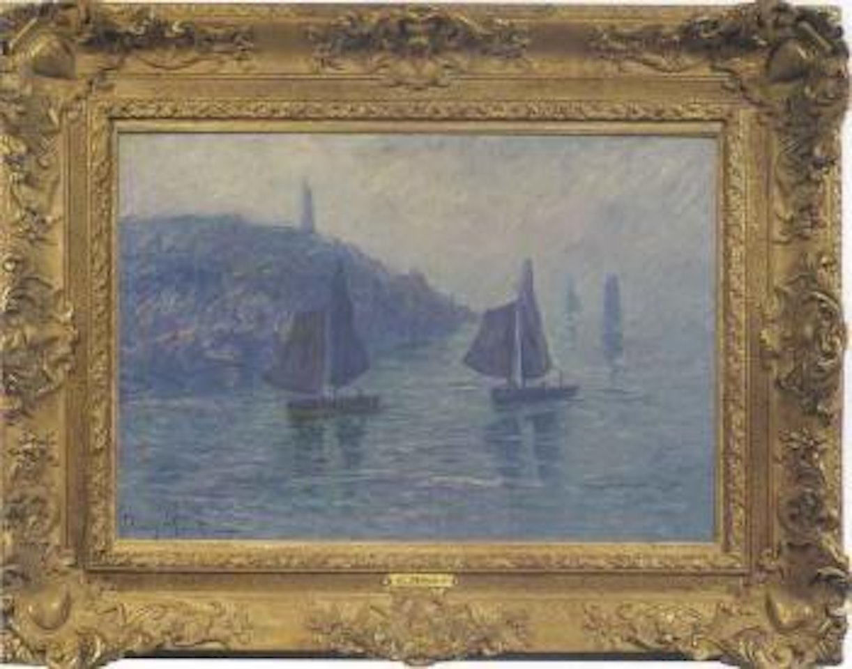 Temps brumeux, barques de peche by Henry Moret