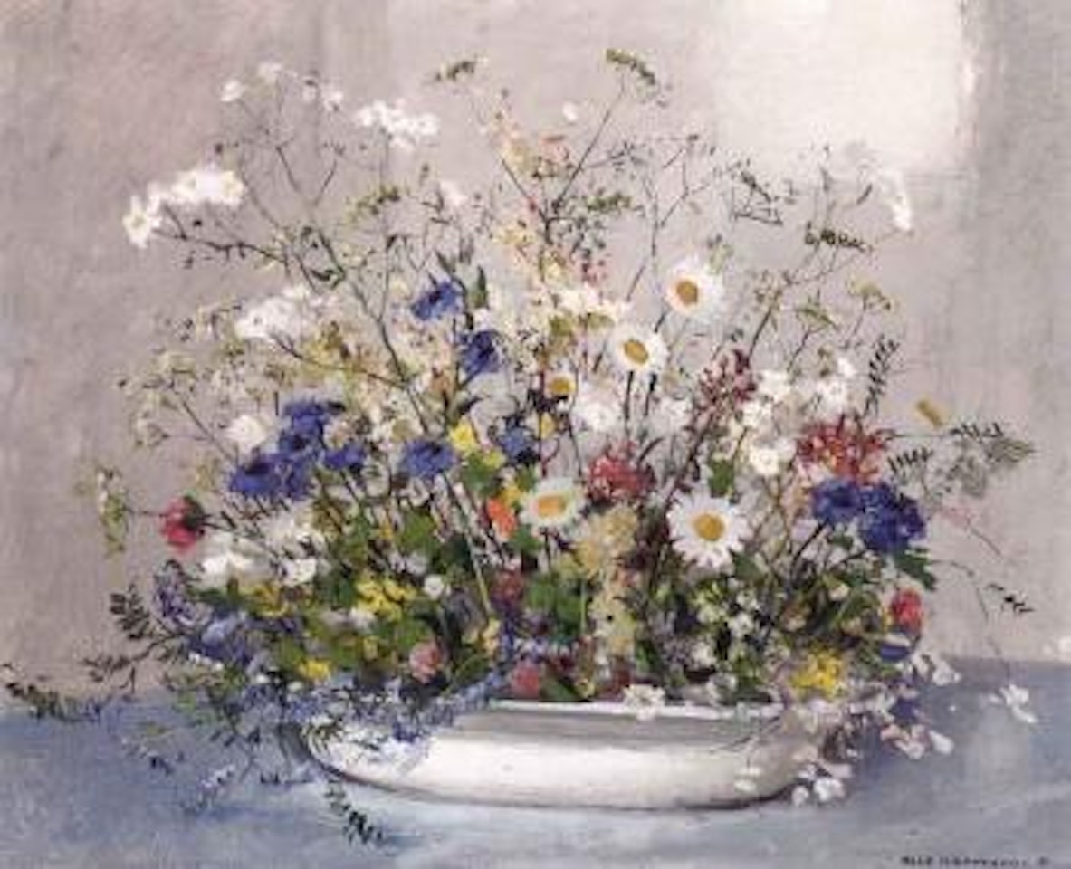 Wild flowers in dish by Olle Hjortzberg