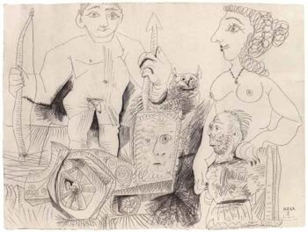 Retour du Geurrier - scene mythologique by Pablo Picasso