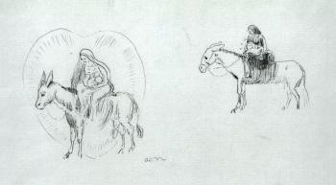 La fuite en Egypte - Mary with child on donkey by Odilon Redon
