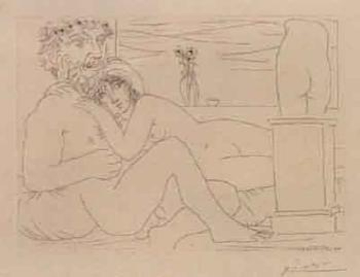 Le repos du sculpteur devant le petit torse by Pablo Picasso