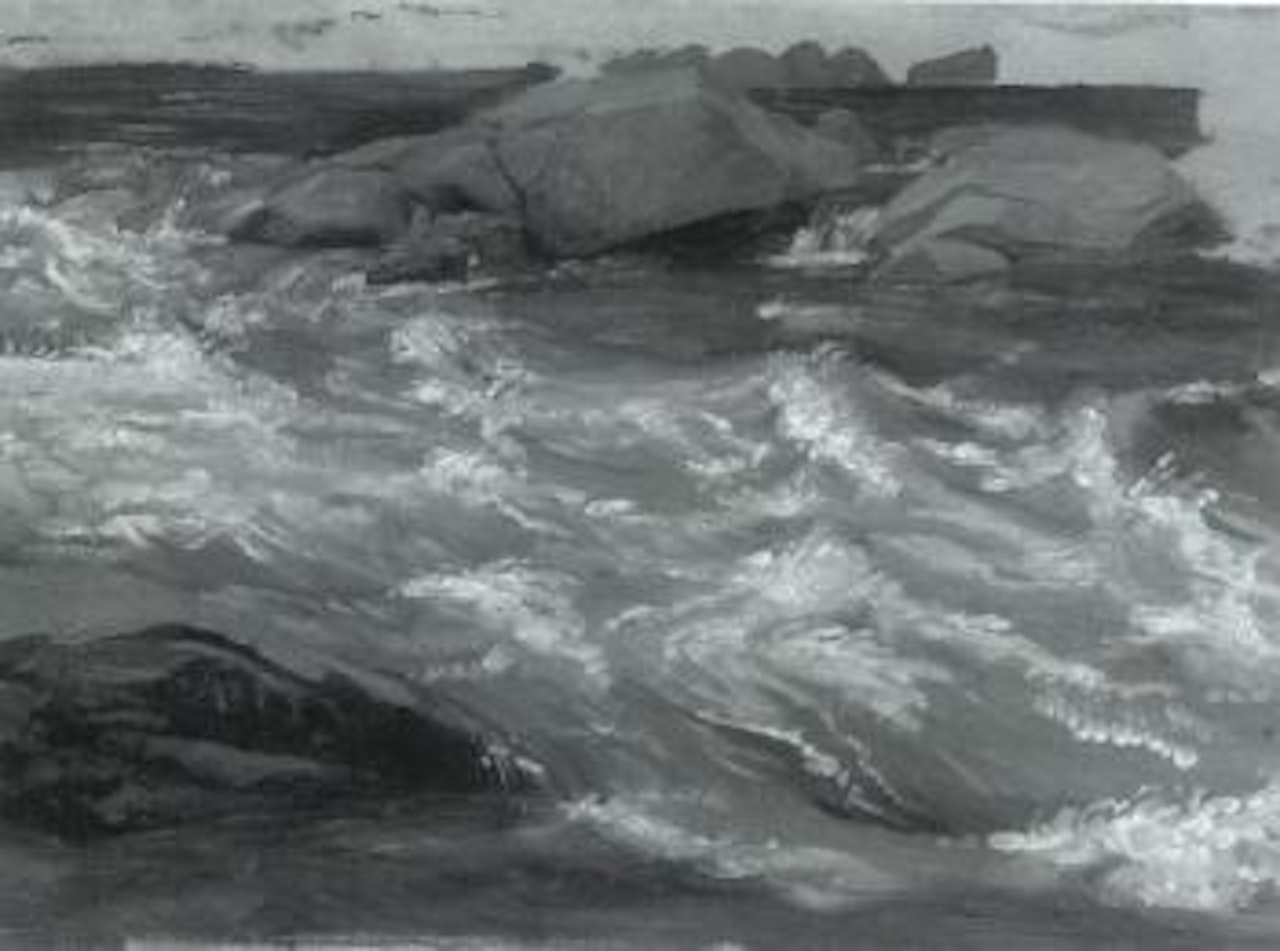 Stormy breakers between rocks by Christian Friedrich Gille