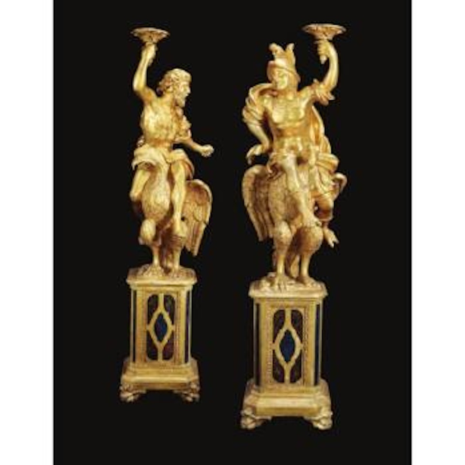 Jupiter on an eagle holding a thunderbolt. Mars and Jupiter holding a tazza by Italian School
