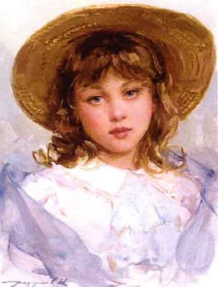 Portrait of little girl by Constantin Razoumov