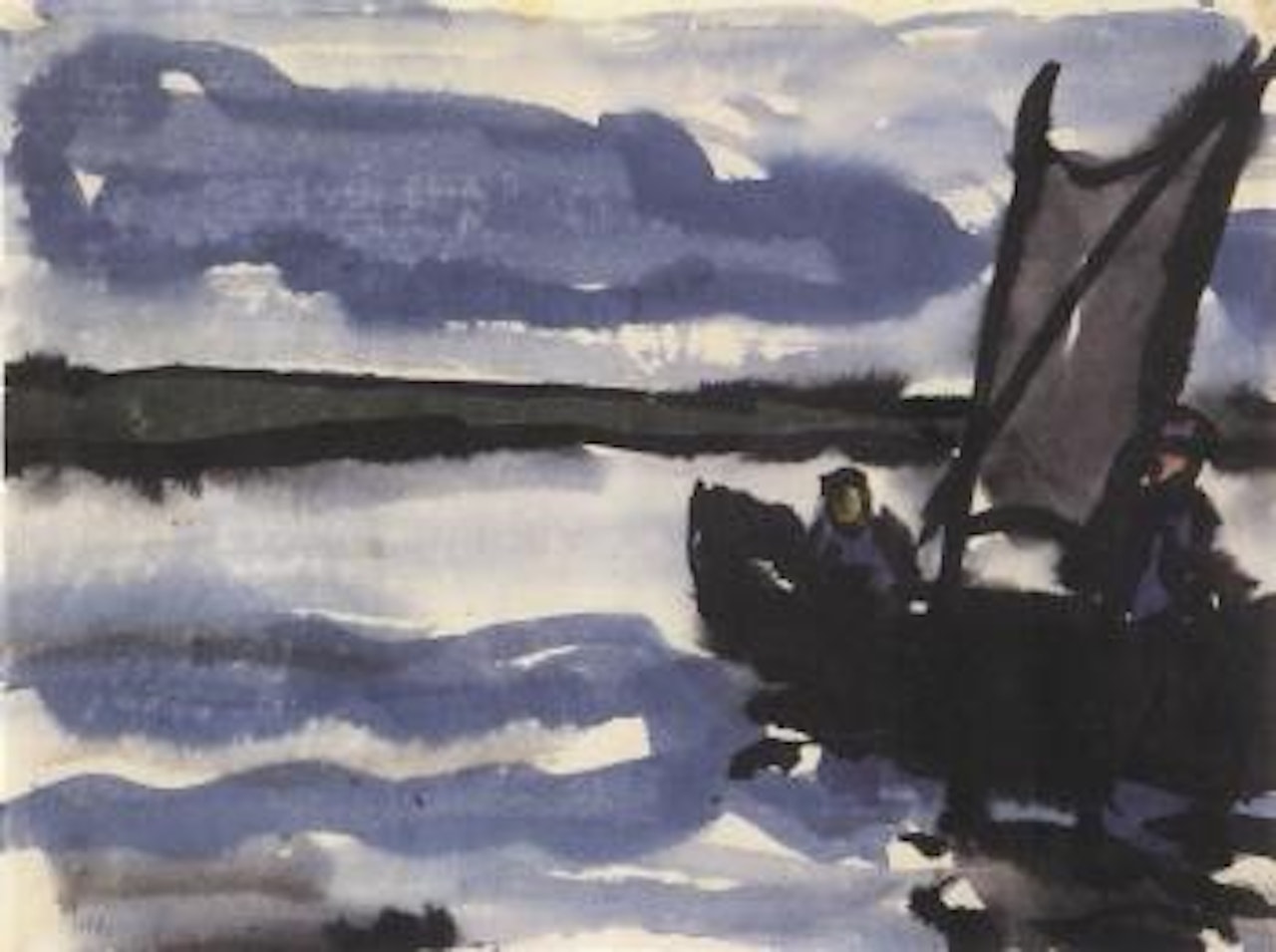 Coastal landscape with fishing boat by Emil Nolde