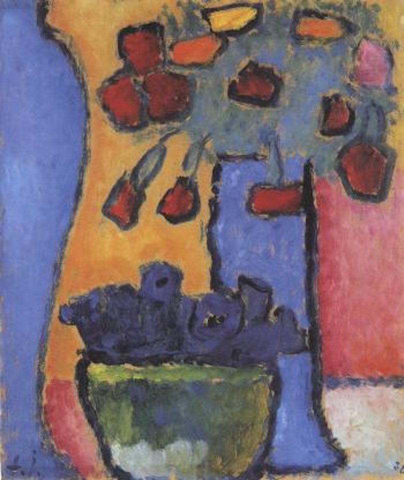 Large still life, bouquet of carnations and gentian bowl by Alexej von Jawlensky