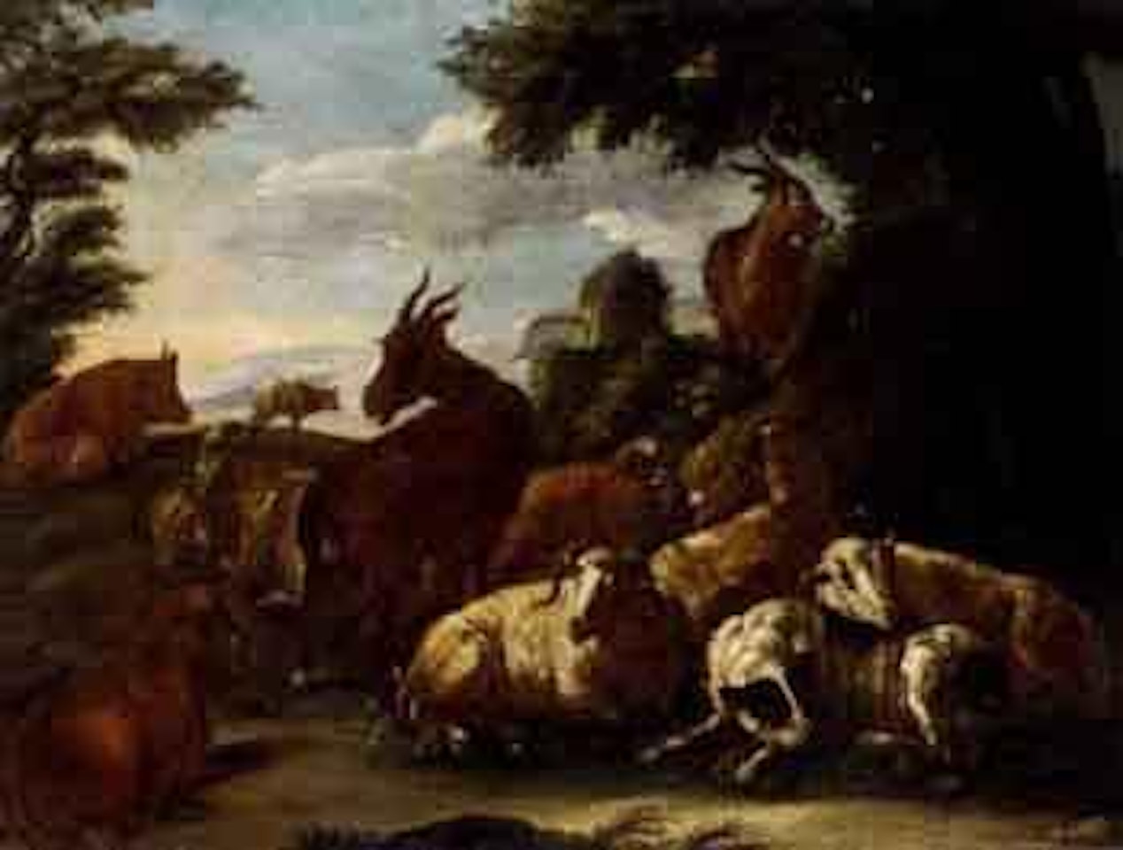 Landscape with a flock of sheep by Philipp Peter Roos