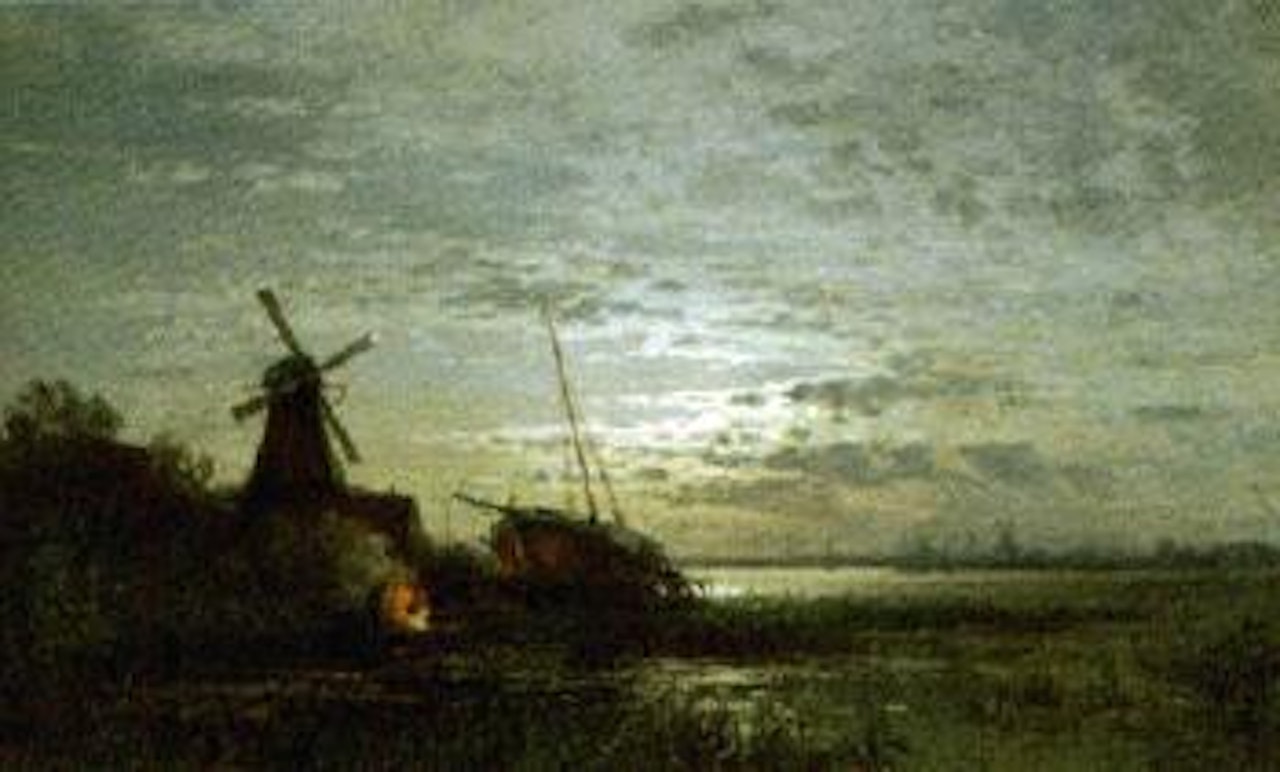 Moon rising over the Dutch coast by Walter Moras