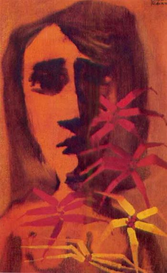 Girl with Poinsettia by Charles Blackman